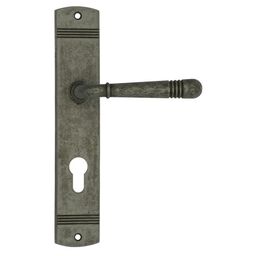 Klamka drzwiowa z długim szyldem do wkładki Loft 72 Nikiel antyczny Domino