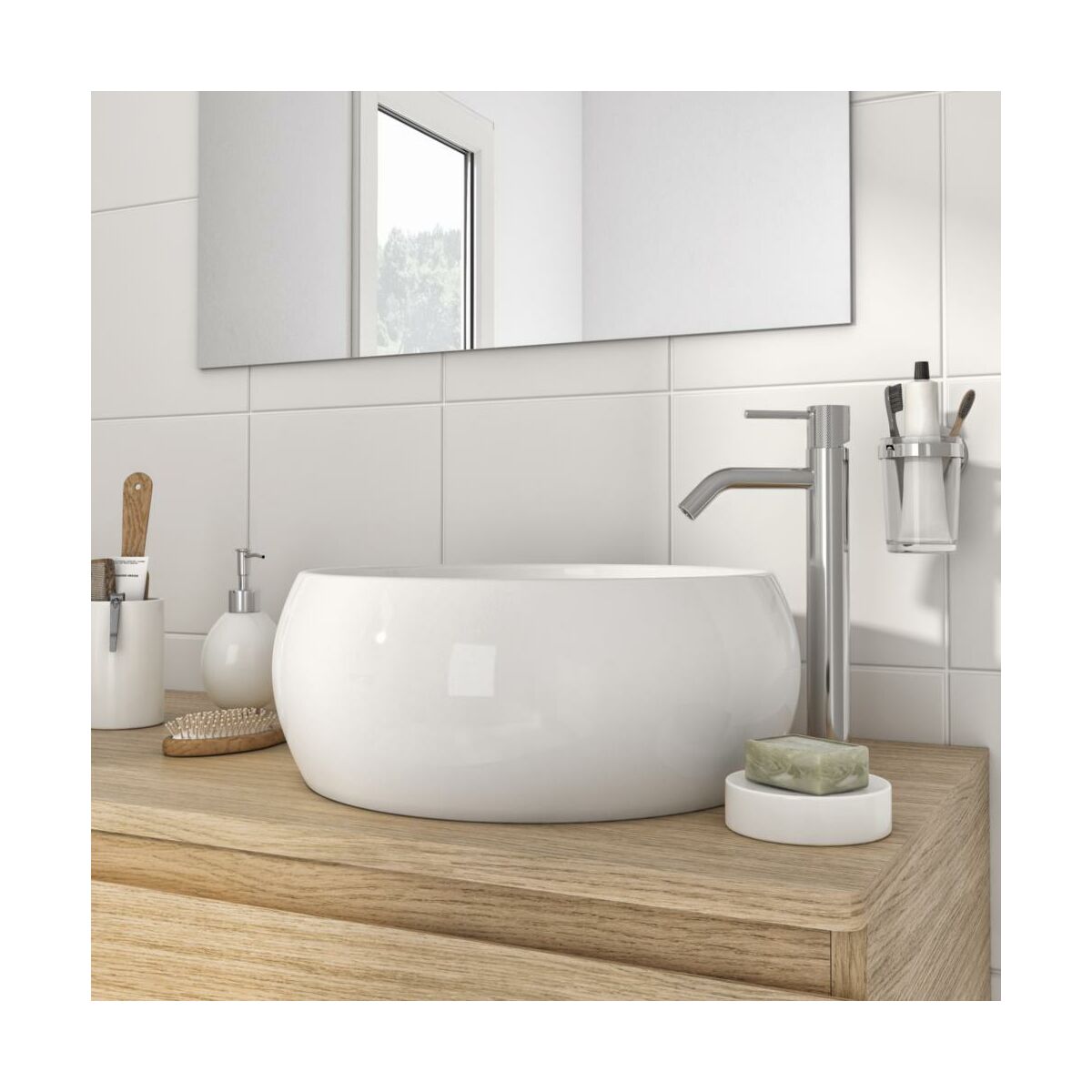 Umywalka ceramiczna nablatowa Lune Round 40 Sensea
