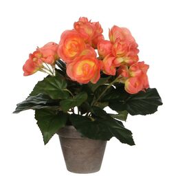 Begonia sztuczna 25cm pomarańczowa w doniczce