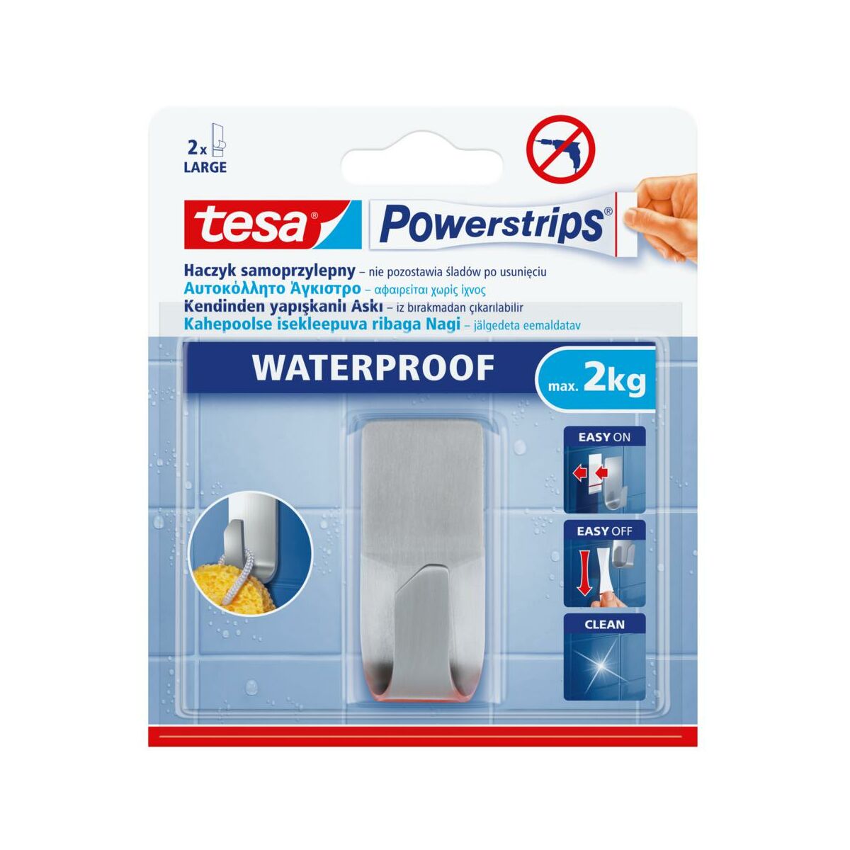 Haczyk ścienny do 2 kg Powerstrips Waterproof Tesa