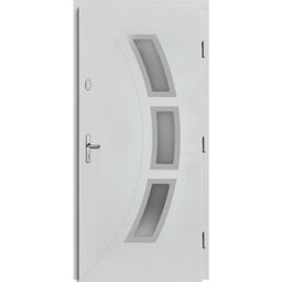 Drzwi zewnętrzne drewniane wejściowe przeszklone Bianka białe 90 prawe Lupol