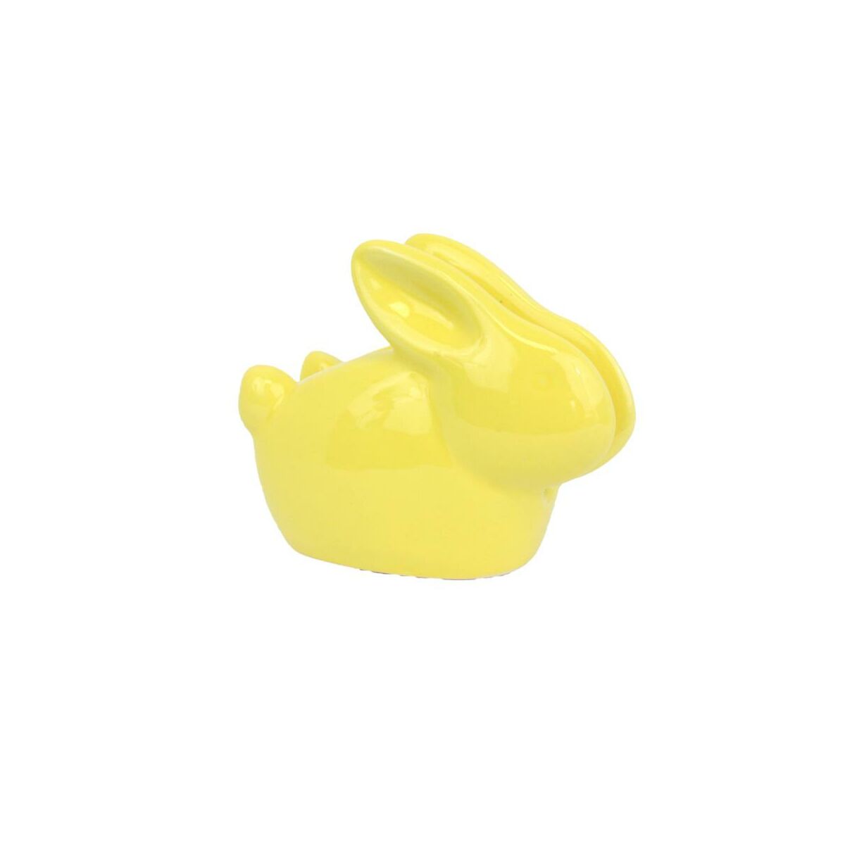 Serwetnik zajączek żółty dł. 10 cm wys. 8 cm ceramiczny