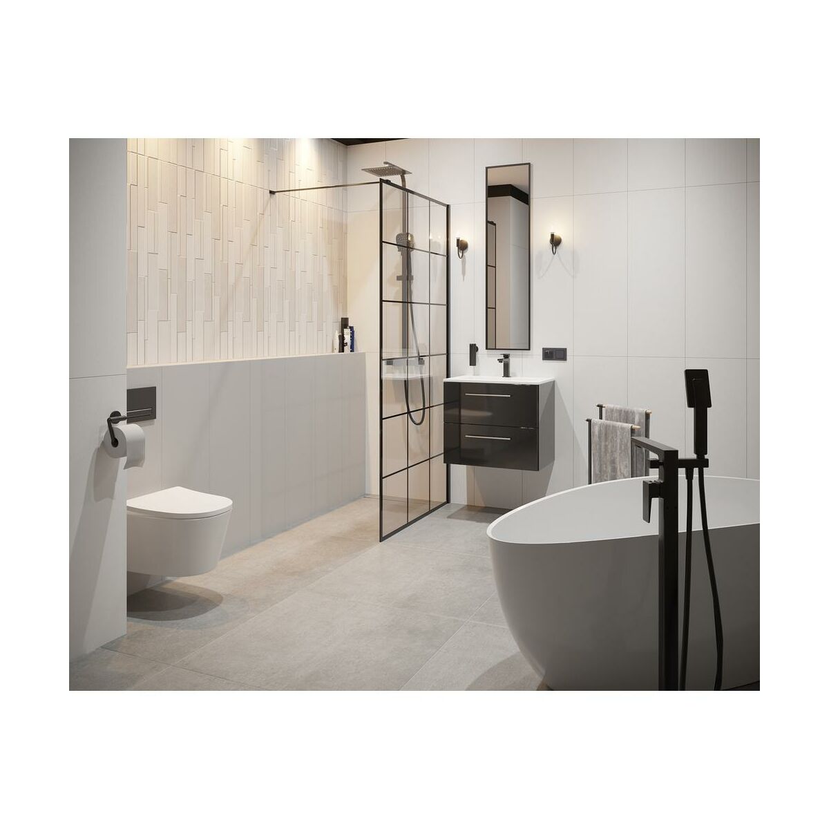 Kabina prysznicowa 100 x 200 cm Walk in Frame Wellneo