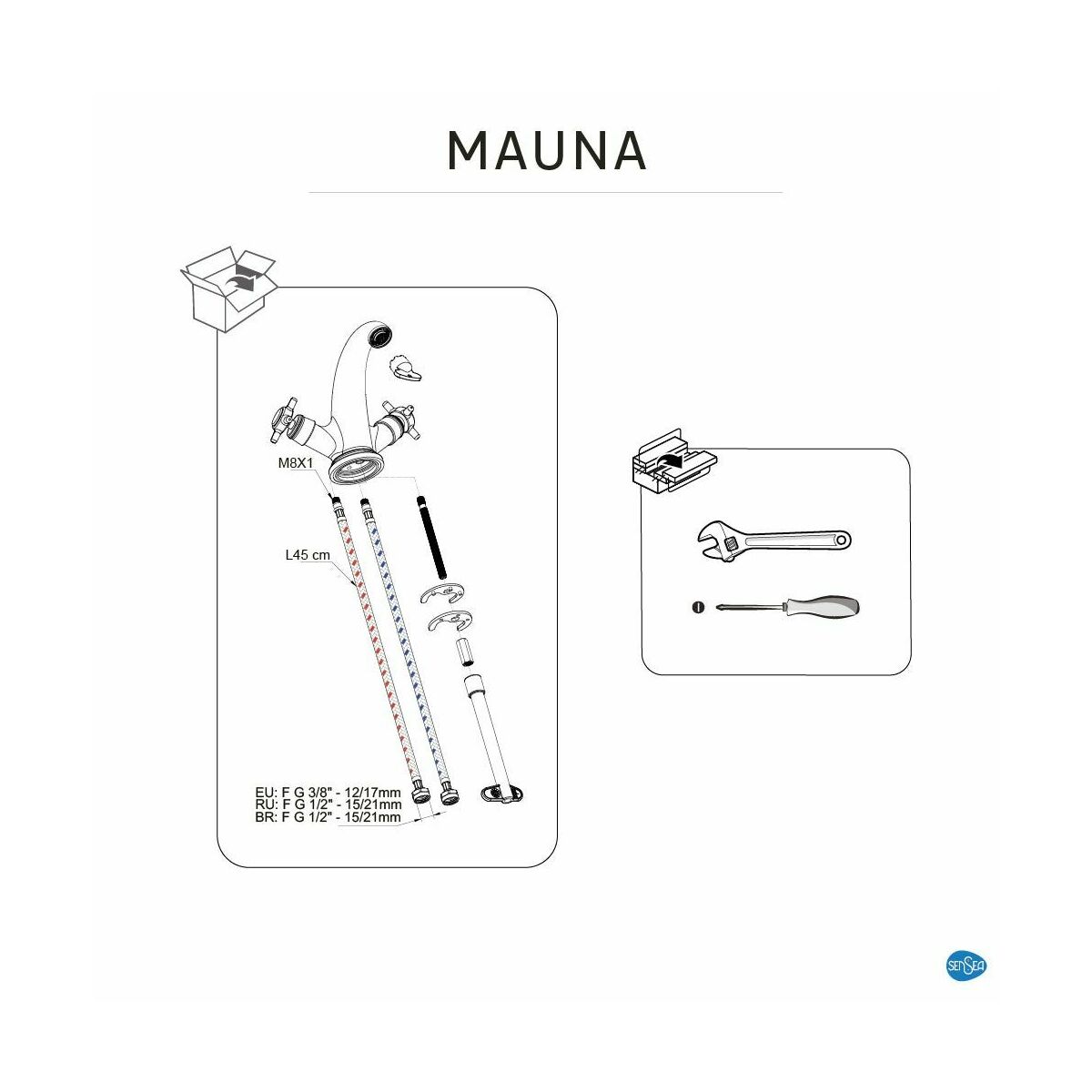 Bateria umywalkowa złota Mauna Sensea