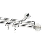 Karnisz PRADO KULA CRYSTAL 200 cm podwójny chrom 19 mm metalowy