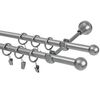 Karnisz ROMA KULKA 240 cm podwójny srebrny 16 mm metalowy