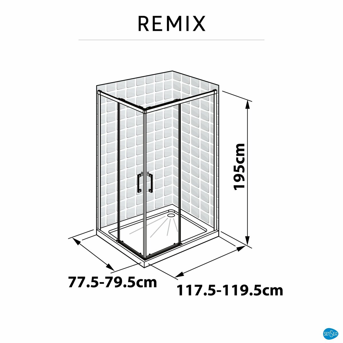 Kabina prysznicowa 80 x 120 cm Remix Sensea