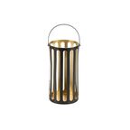 Świecznik lampion metalowy na świeczkę wys. 23.5 cm czarno-złoty