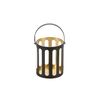 Świecznik lampion metalowy na świeczkę wys. 13 cm czarno-złoty