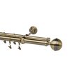 Karnisz KULA ELEGANT 160 cm podwójny antyczne złoto 25/16 mm metalowy