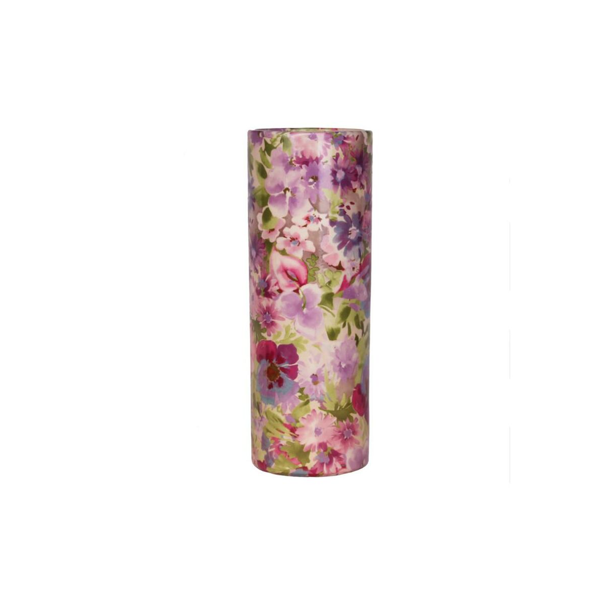 Wazon ceramiczny w różowe kwiaty wys. 31 cm