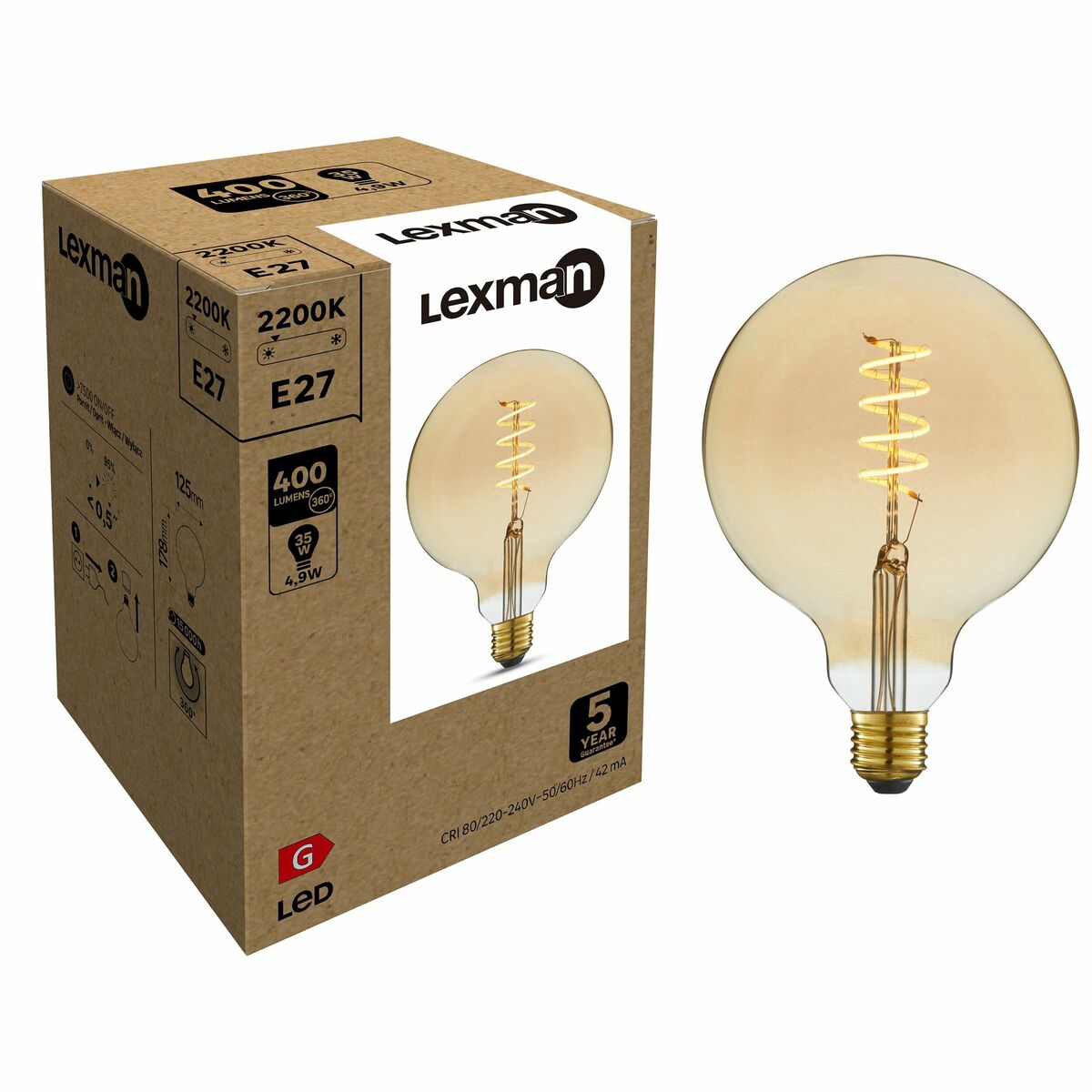 Żarówka dekoracyjna LED E27 4.9 W = 35 W 400 lm Lexman