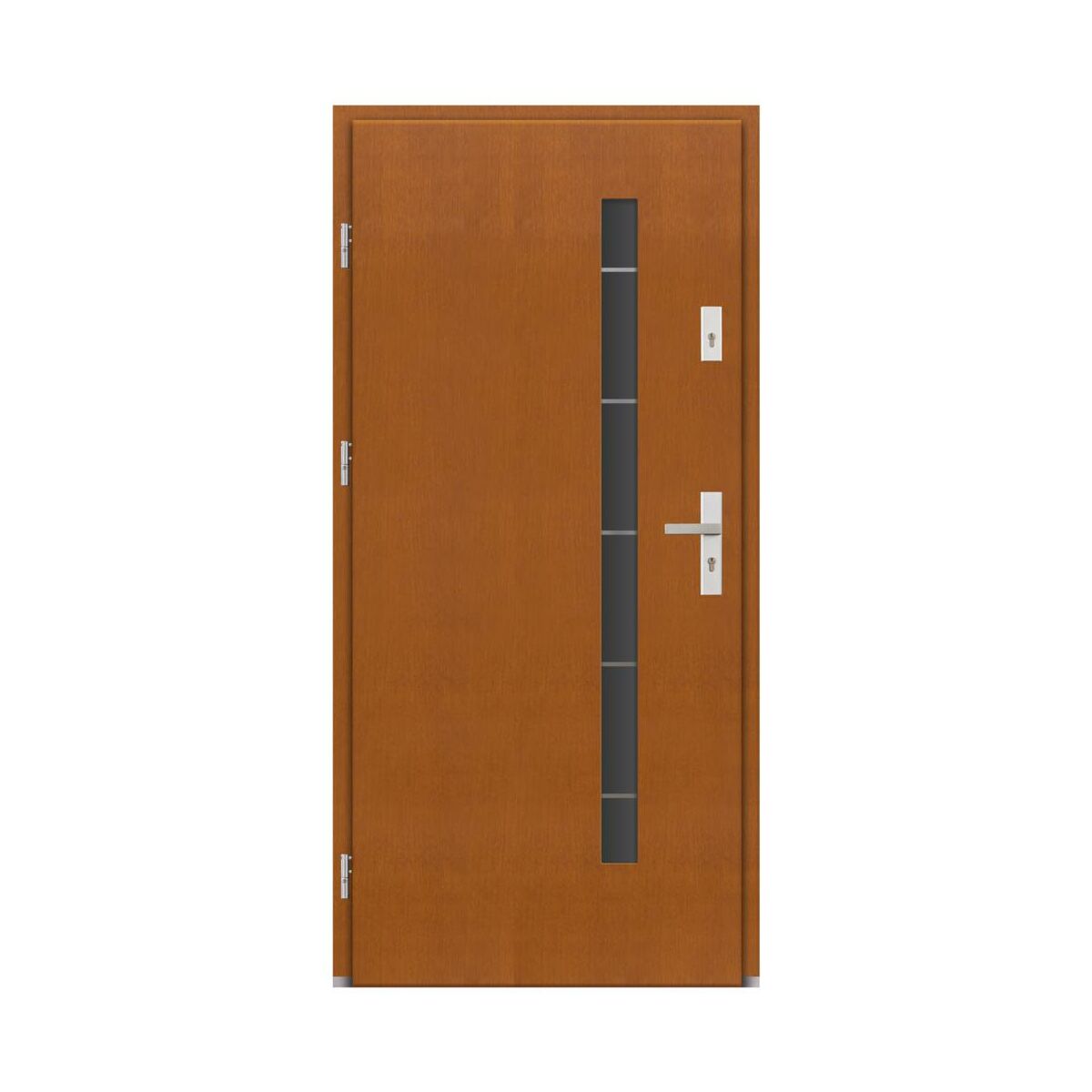 Drzwi zewnętrzne drewniane wejściowe Hirson złoty dąb 90 Lewe Elprema
