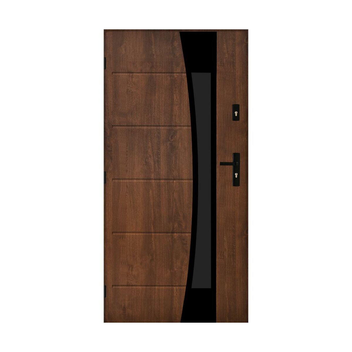 Drzwi zewnętrzne stalowe wejściowe Lyon Black orzechowe 90 lewe Pantor