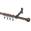 Karnisz KULKA GRAWER 160 cm pojedynczy brązowy 19 mm metalowy