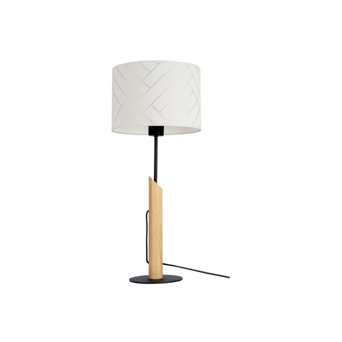 Lampa stołowa Punto biała z drewnem E27 Spot-Light