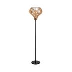 Lampa podłogowa Arata czarna z drewnem E27 Spot-Light