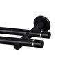 Karnisz TOKYO 200 cm podwójny czarny mat 19 mm metalowy