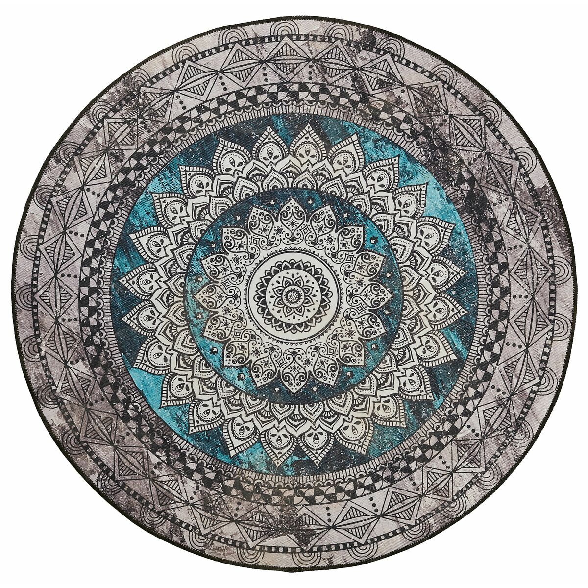 Dywanik okrągły dekoracyjny LDY-69 szaro-niebieski śr. 120 cm
