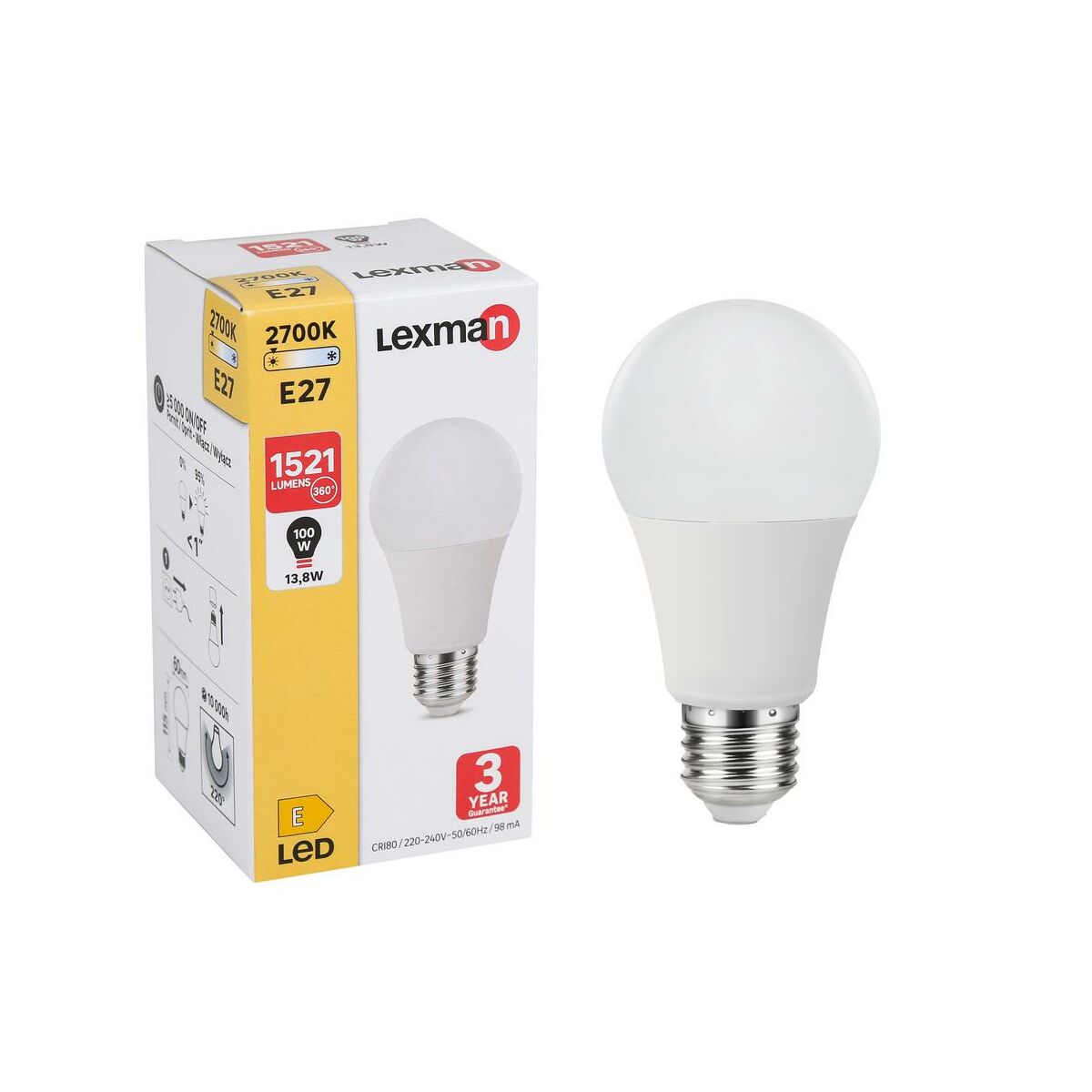 Żarówka LED E27 13;8W 1521 LM Ciepła biel Lexman