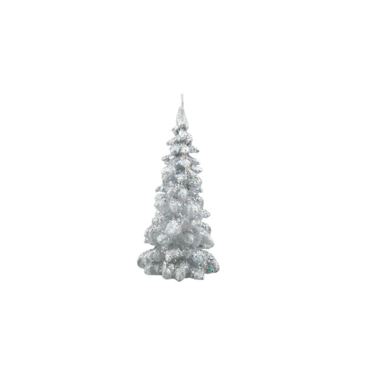 Świeca świąteczna Choinka srebrna wys. 18 cm