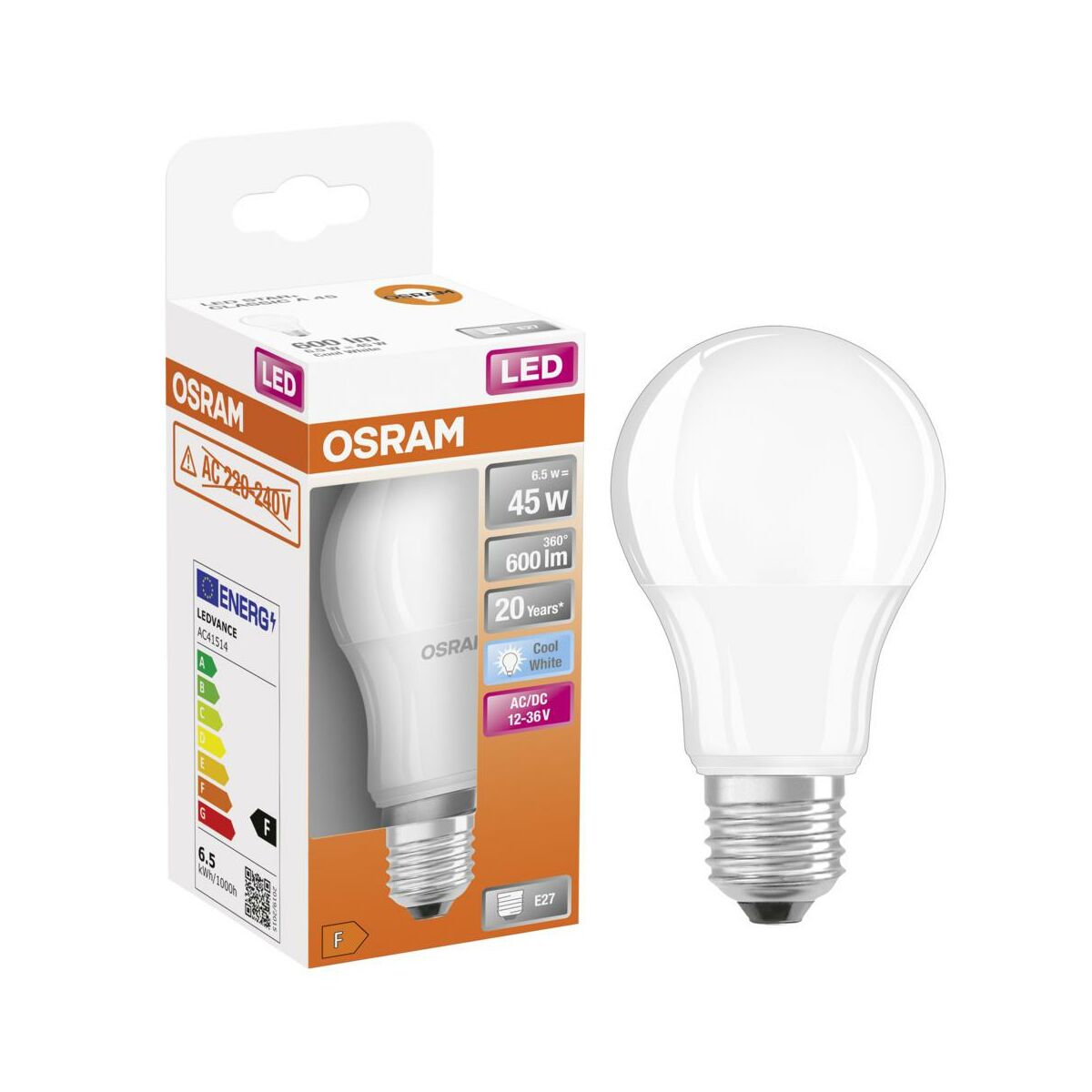 Żarówka LED E27 6,5 W = 45 W 600 lm Neutralna biel Osram