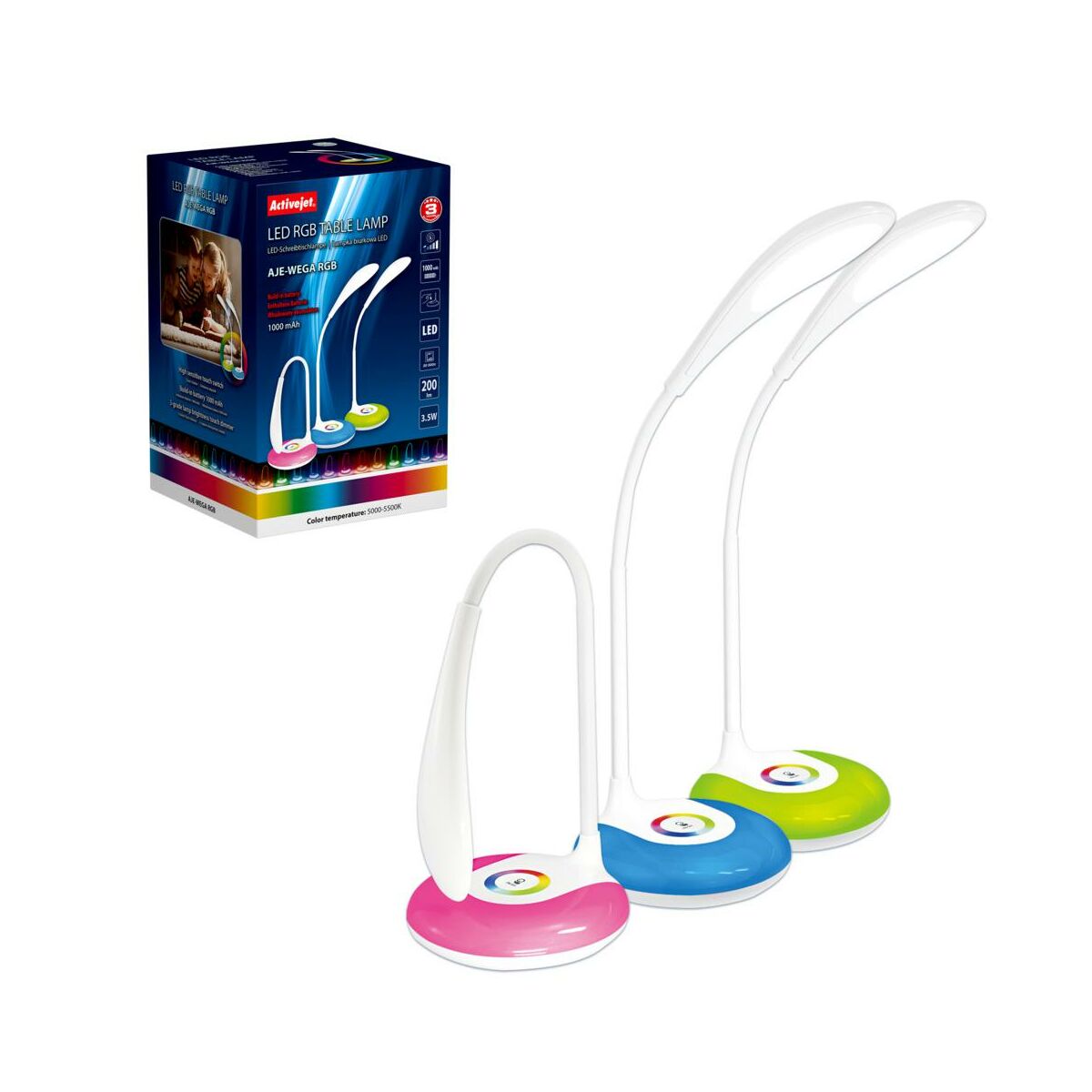 Lampka biurkowa AJE WEGA biała RGB LED ACTIVEJET Lampki Lampka biurkowa AJE WEGA biała RGB LED ACTIVEJET Lampki