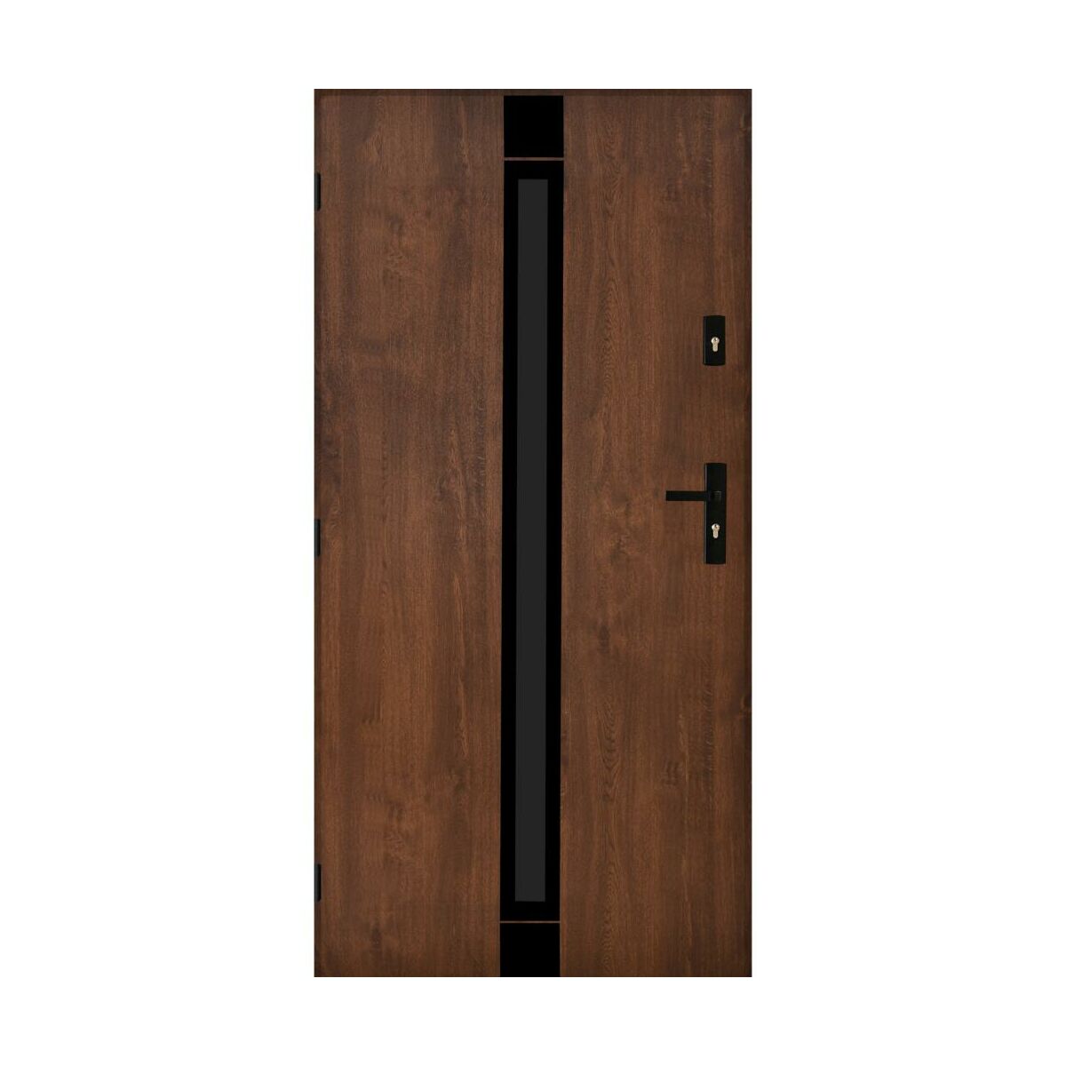 Drzwi zewnętrzne stalowe wejściowe Lille czarno orzechowe 90 lewe Pantor