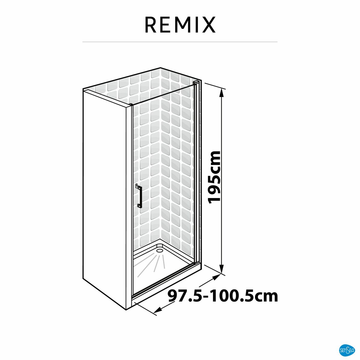 Drzwi prysznicowe Remix 100 X 195 Sensea