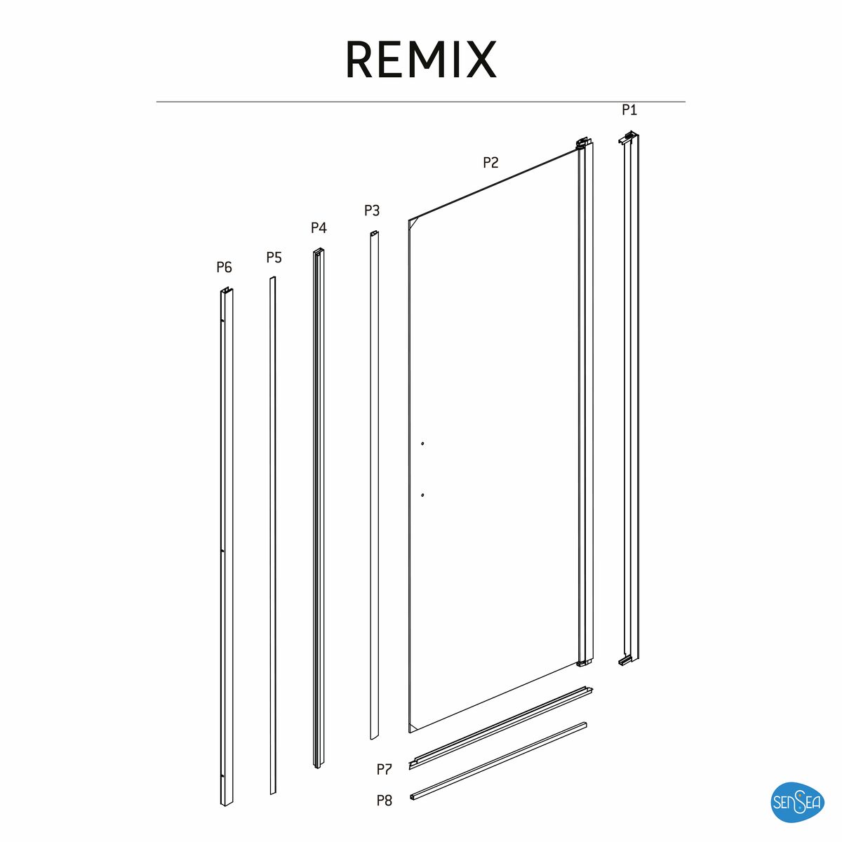 Drzwi prysznicowe Remix 90 X 195 Sensea
