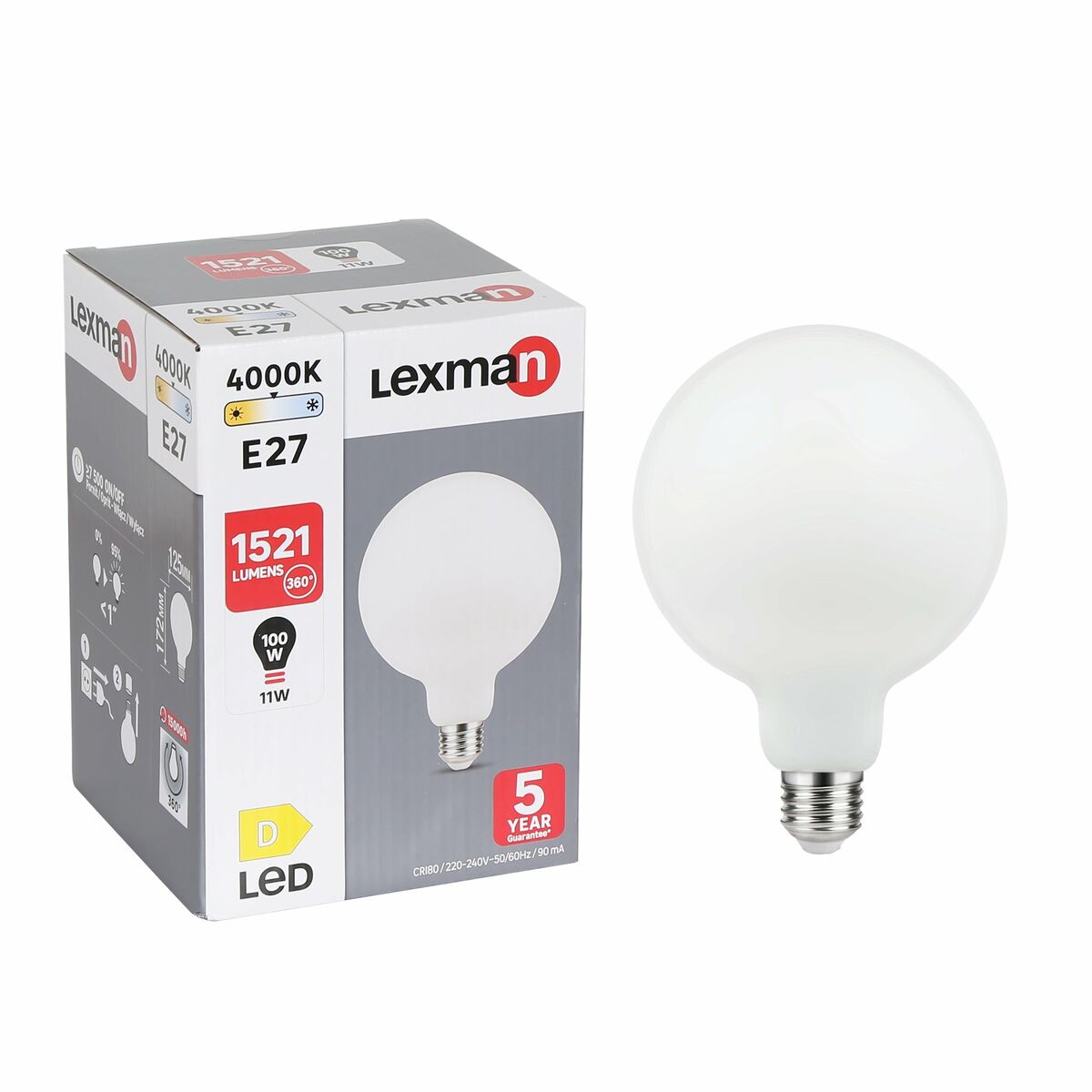 Żarówka LED E27 11 W = 100 W 1521 lm Neutralna biel Lexman