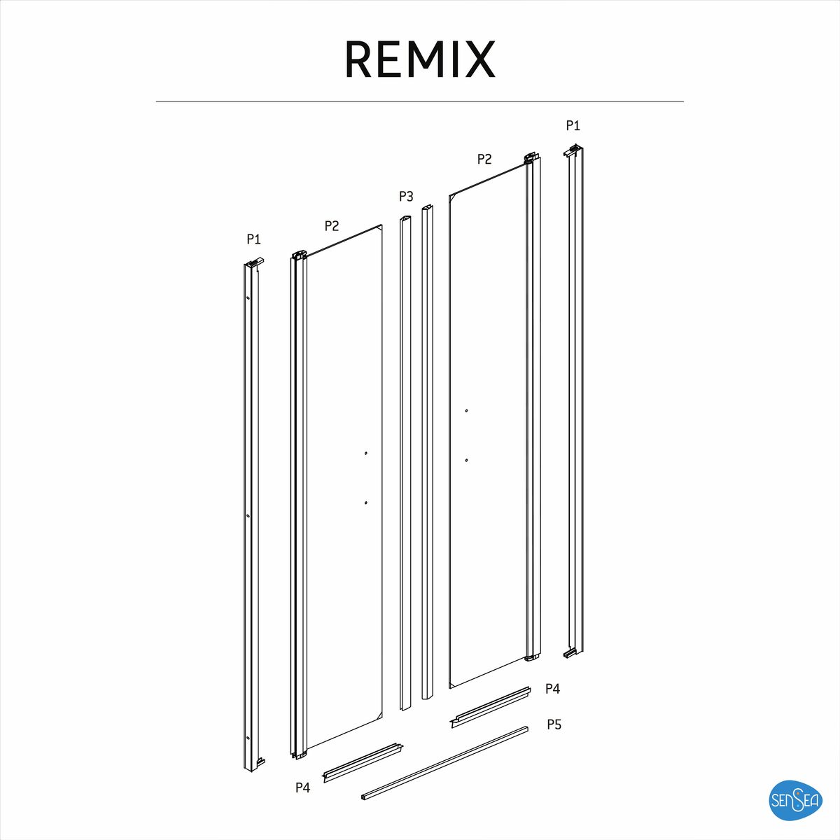 Drzwi prysznicowe Remix 90 X 195 Sensea