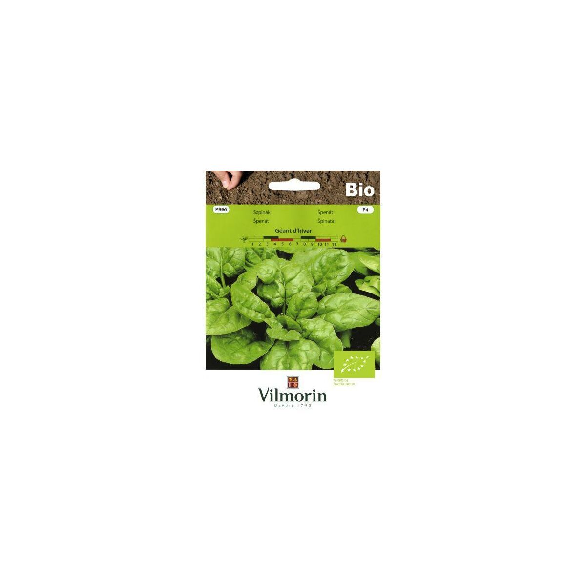 Szpinak Bio Geant D'hiver nasiona ekologiczne 10g Vilmorin