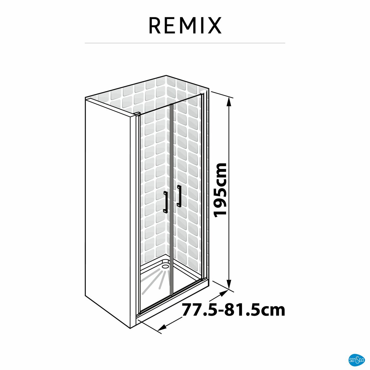 Drzwi prysznicowe Remix 80 X 195 Sensea