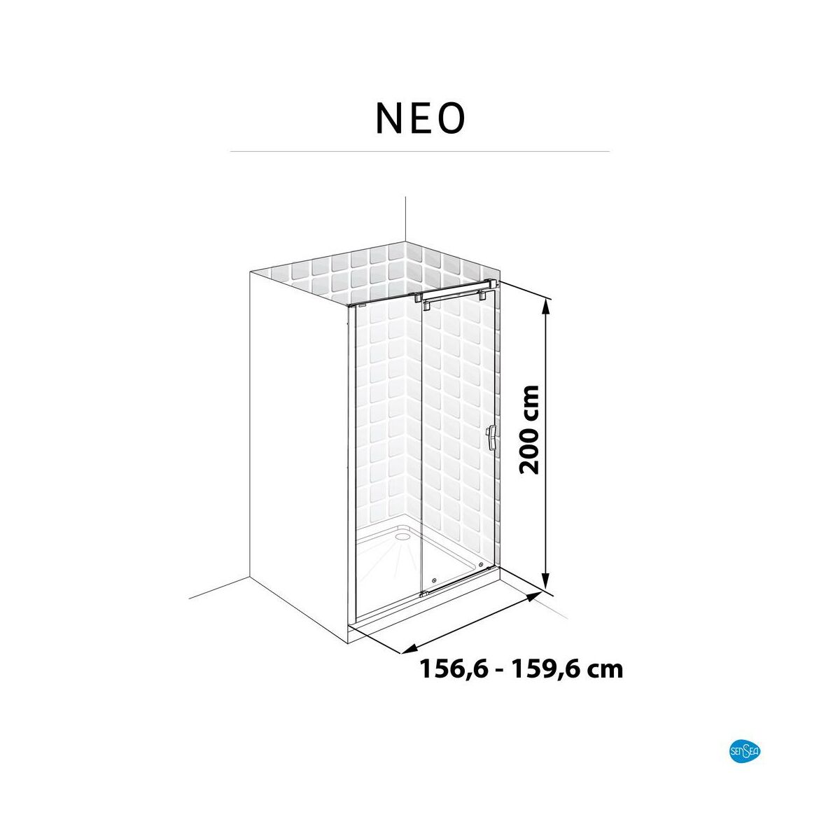 Drzwi prysznicowe przesuwne Neo Struktura 160 X 200 Sensea