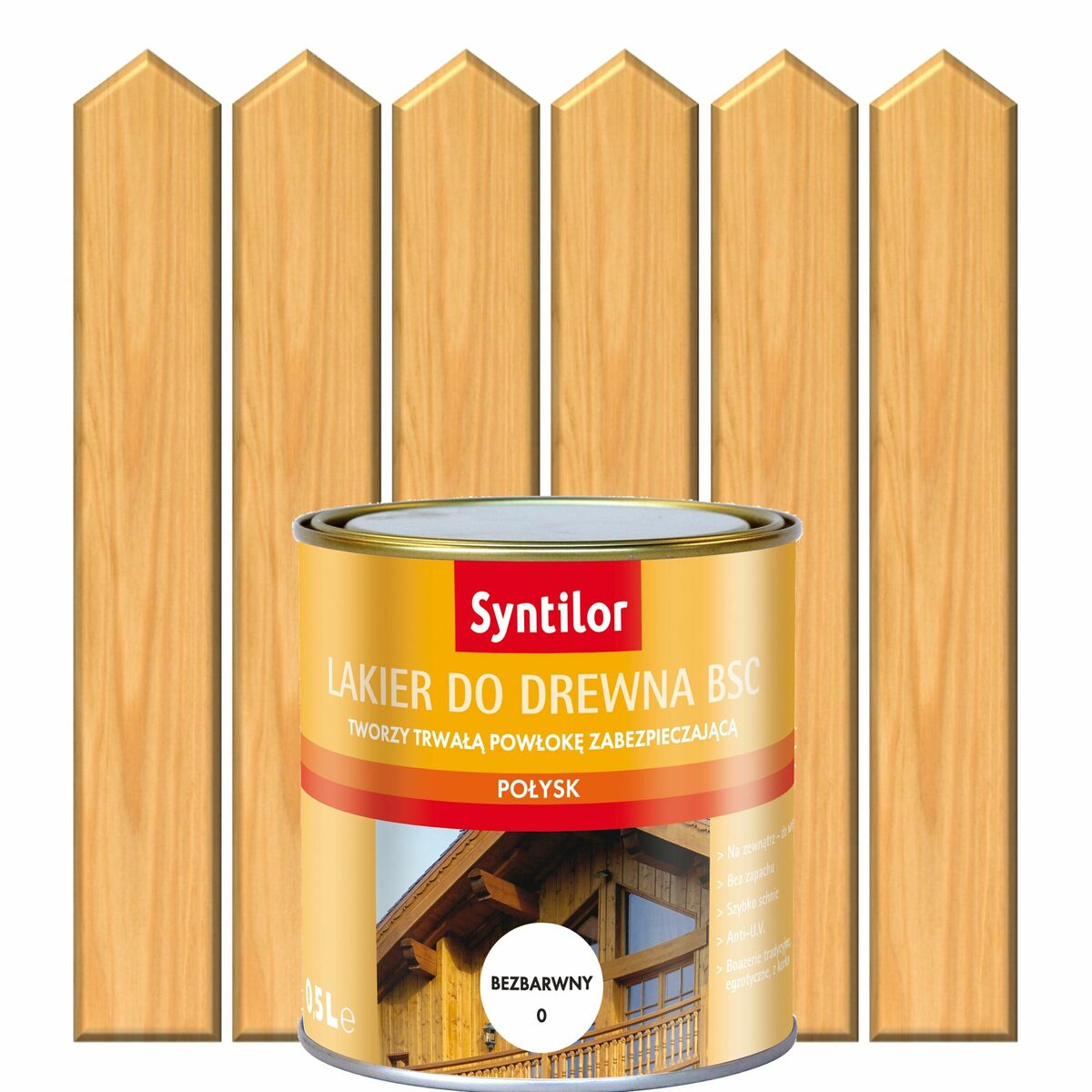 Lakier zewnętrzny do drewna BSC 0.5 l Bezbarwny Połysk SYNTILOR