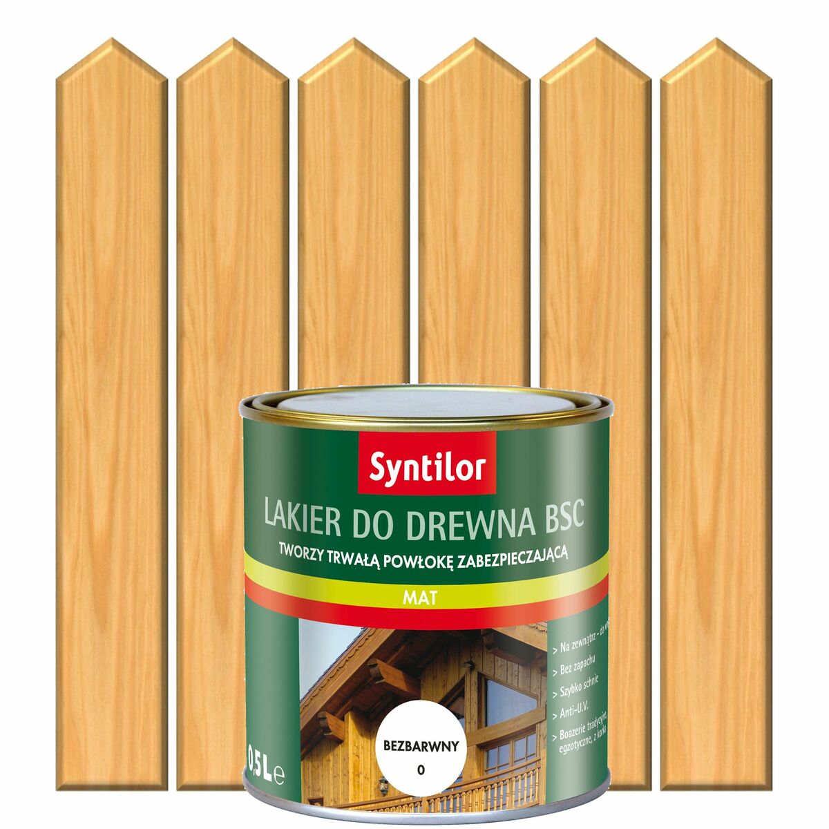 Lakier zewnętrzny do drewna BSC 0.5 l Bezbarwny Mat SYNTILOR