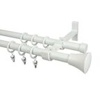 Karnisz TAZZA 160 cm podwójny biały 19 mm metalowy