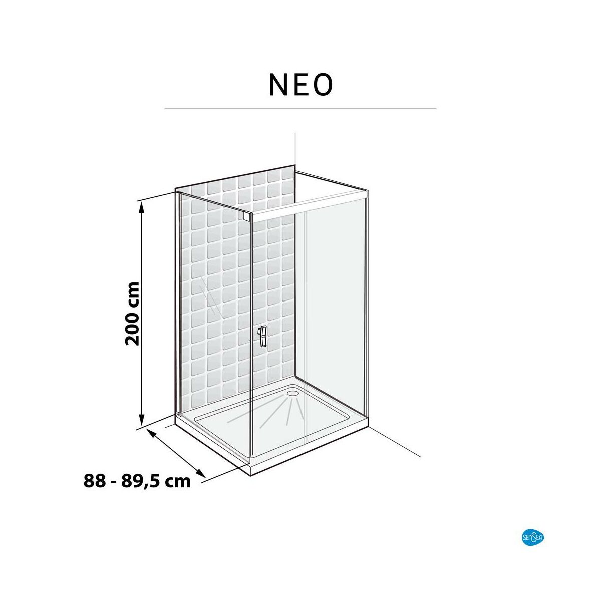 Ściana boczna do połączenia z drzwiami przesuwnymi Neo Struktura 90 X 200 Sensea