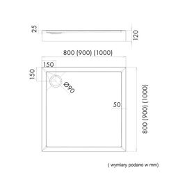 Brodzik do kabiny prysznicowej Frigo 90 X 90 Sensea