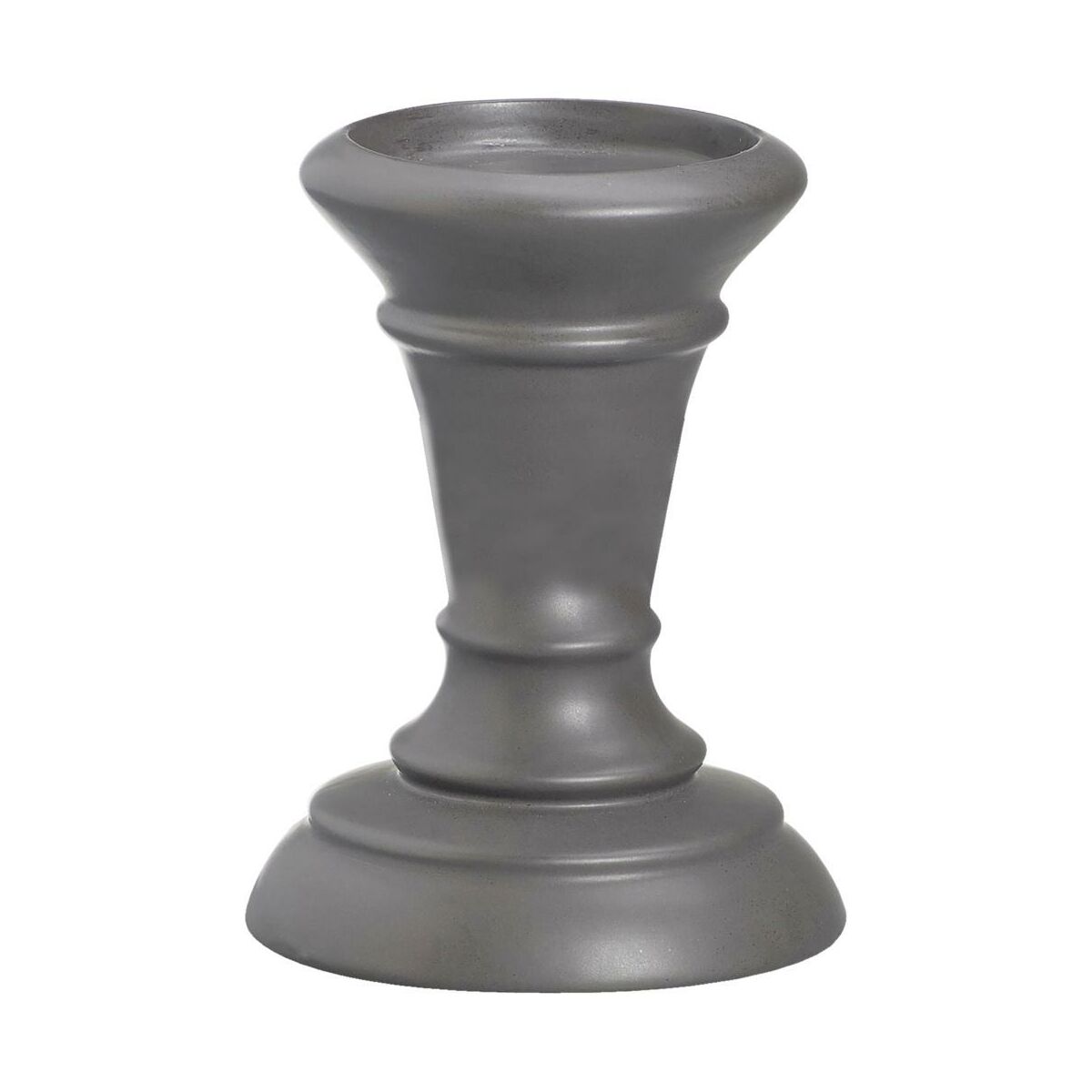 Świecznik ceramiczny na świecę stołową wys. 9.5 cm grafitowy