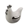 Figurka wielkanocna Kura ceramiczna wys. 9.2 cm biało-srebrna