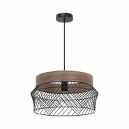 Lampa wisząca Kanel czarna z drewnem E27 Inspire