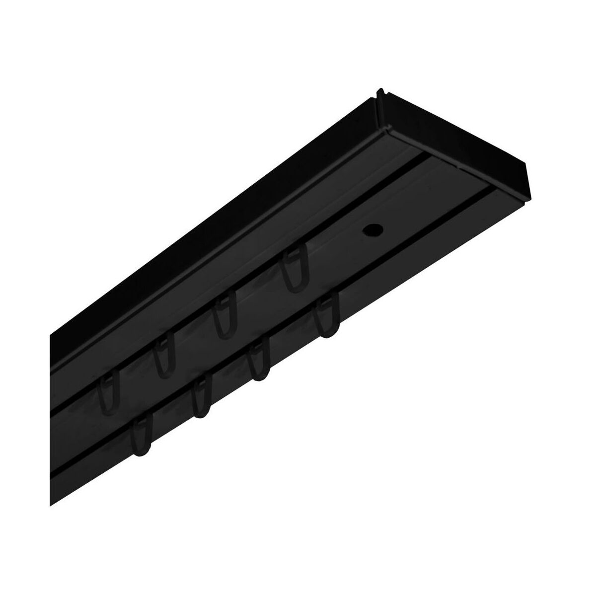 Szyna sufitowa 2-torowa czarna 150 cm z akcesoriami PVC