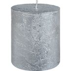 Świeca pieńkowa Rustic Metallic srebrna wys. 8 cm Bolsius