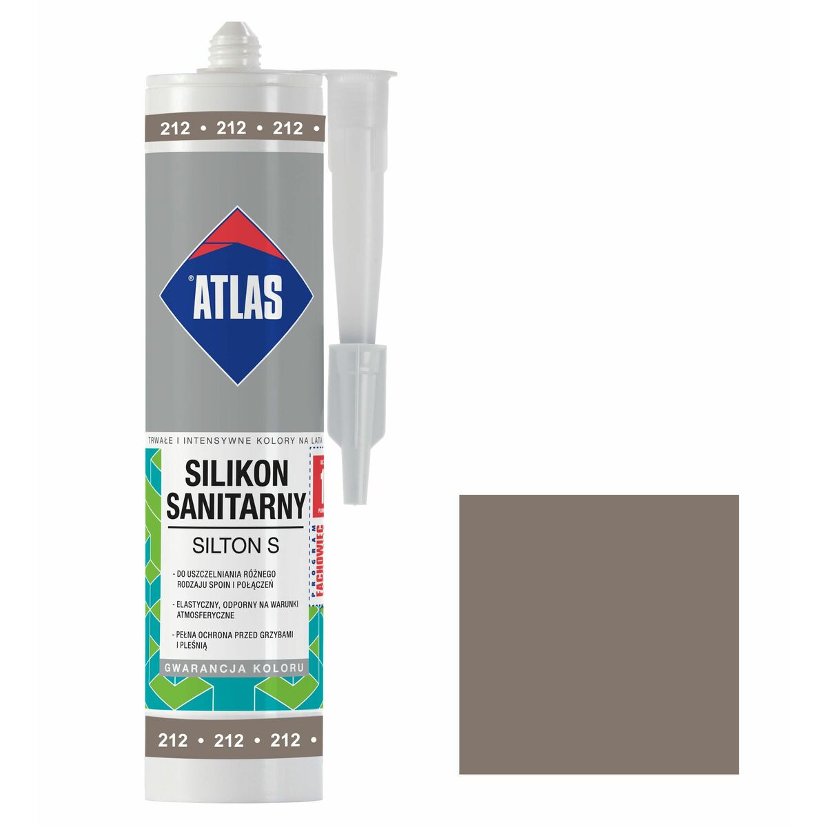 Silikon sanitarny  212 280 ml Szarobrązowy Atlas