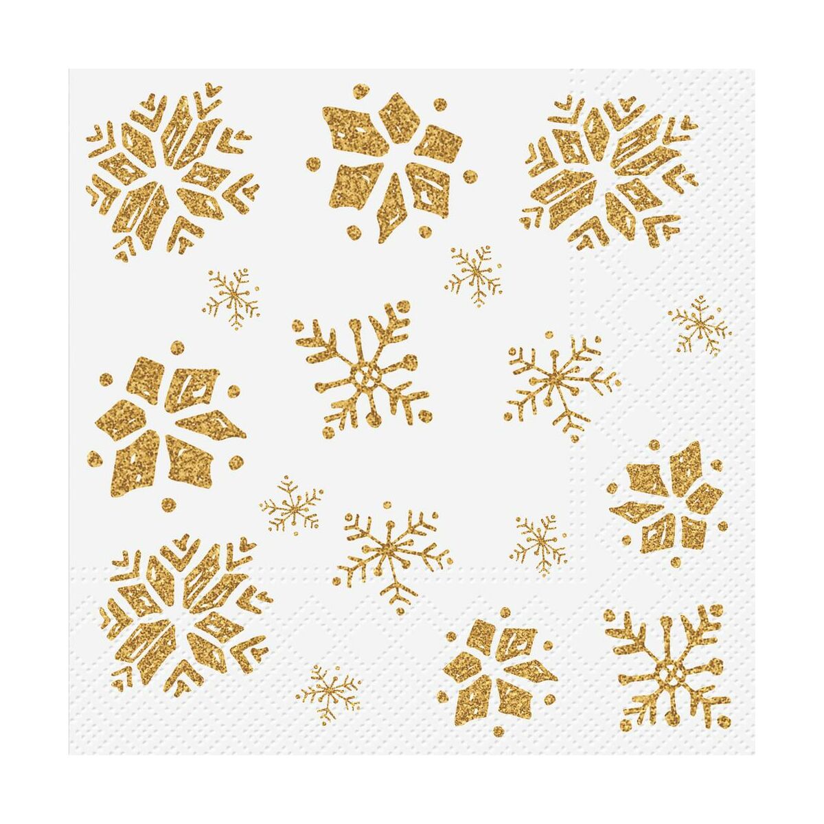 Serwetki świąteczne Snowflakes Glitter złote 33 x 33 cm 20 szt.