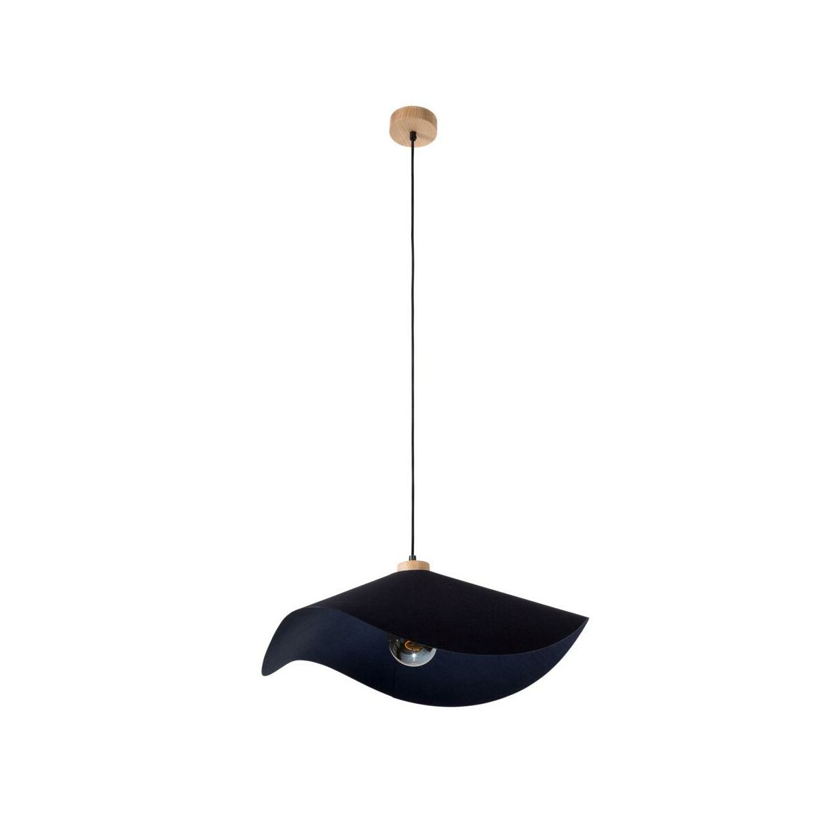 Lampa wisząca Hattu czarna z drewnem E27 Spot-Light