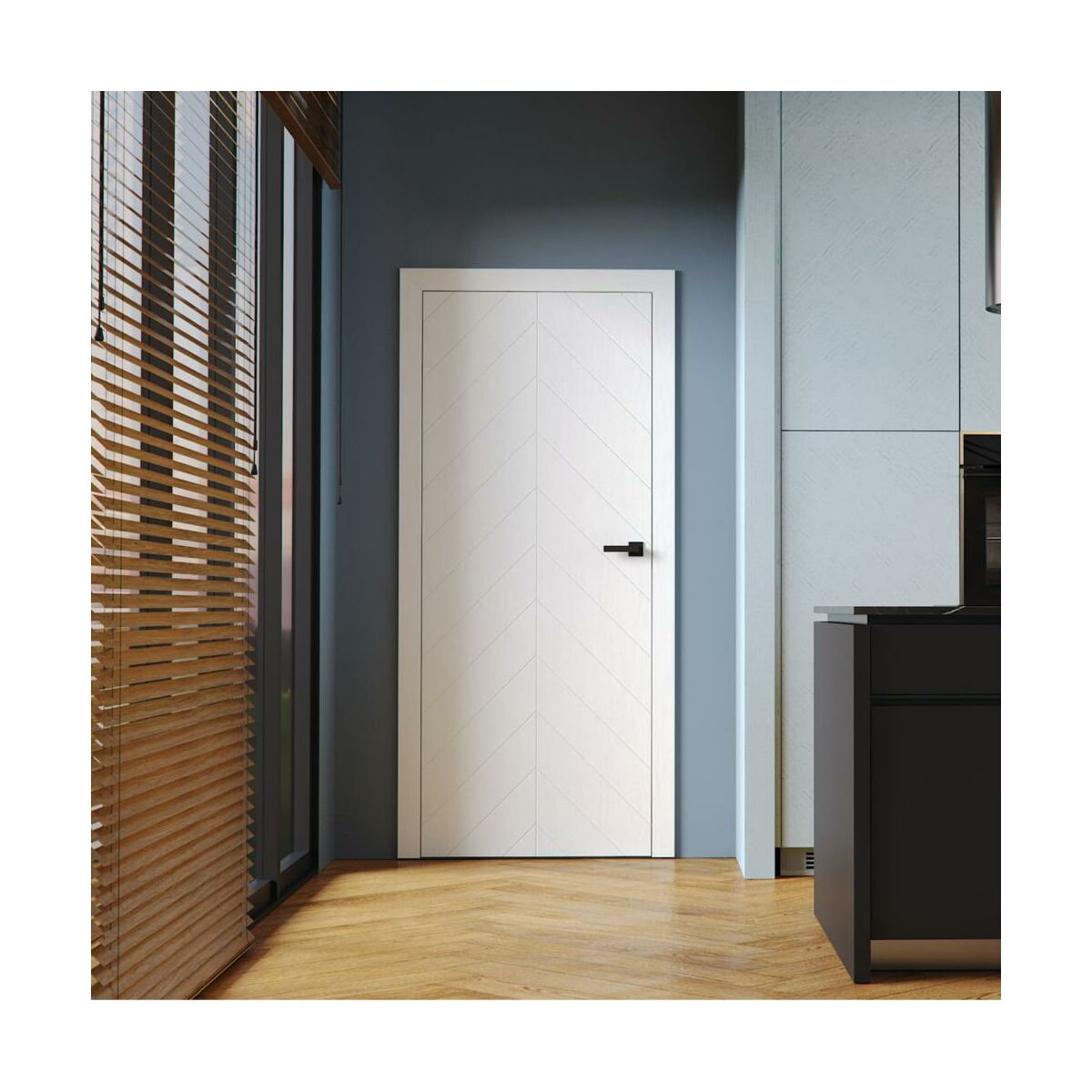 Drzwi wewnętrzne bezprzylgowe łazienkowe z podcięciem wentylacyjnym Vector J Białe 90 Prawe Porta