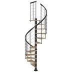 Schody spiralne Szary antracyt ciemny Montreal Style średnica 120 cm stopnie szerokość 63.3 cm Fornir Dąb 11 sztuk Dolle